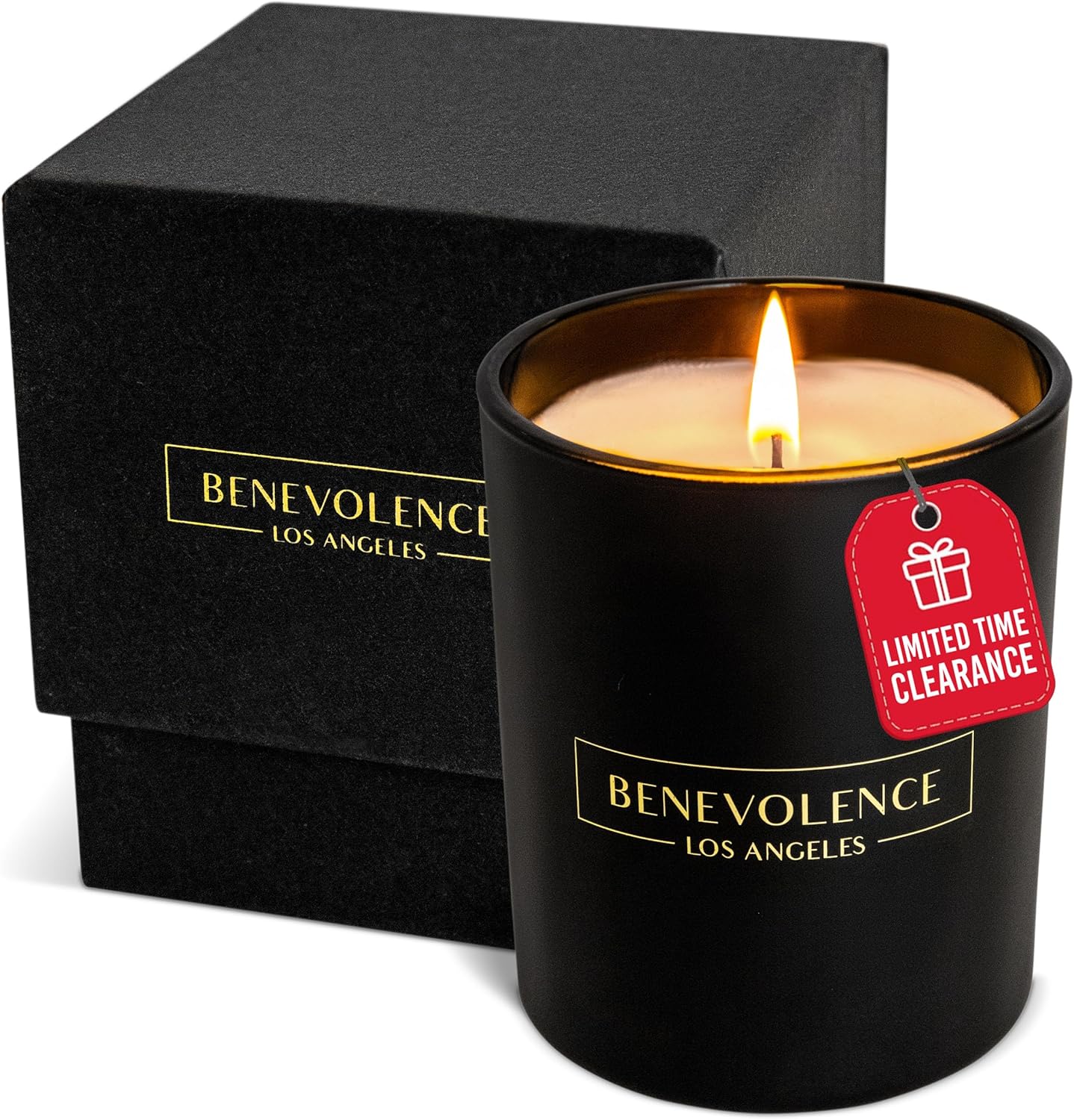 Benevolence LA Clearance Candles Rose & Sandalwood Scented Candle | Soy Candles, Black Candle for