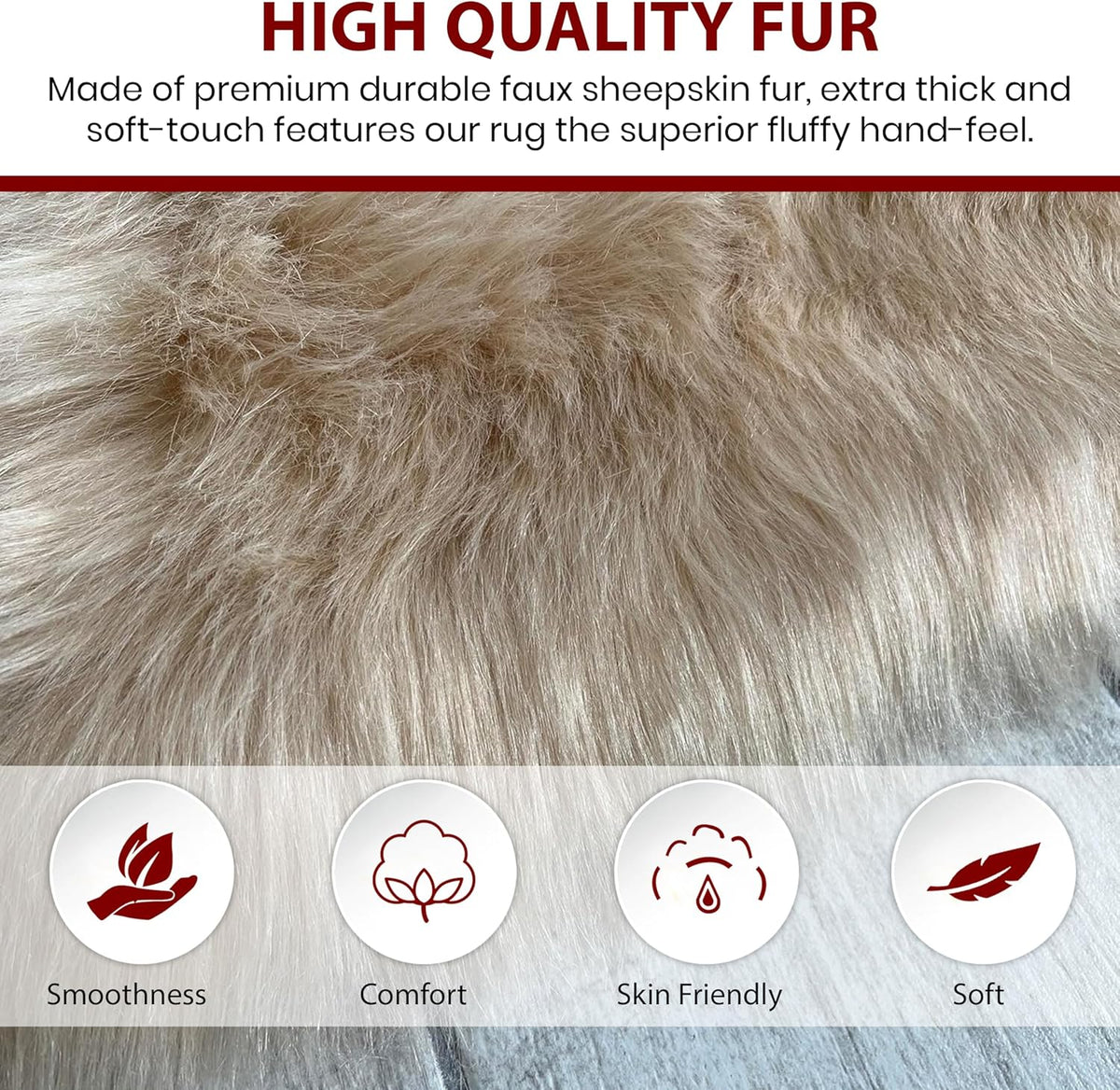 LAMBZY Faux Sheepskin Hypoallergenic Free Shape Silky Shag Rug, Luxury Shaggy Silky Plush Carpet