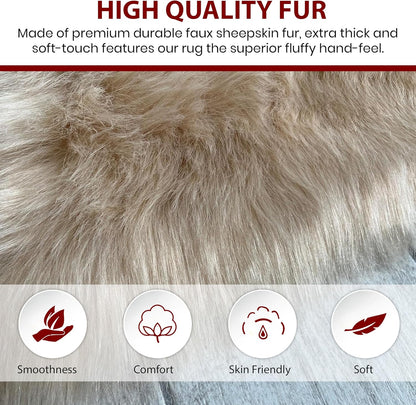 LAMBZY Faux Sheepskin Hypoallergenic Free Shape Silky Shag Rug, Luxury Shaggy Silky Plush Carpet