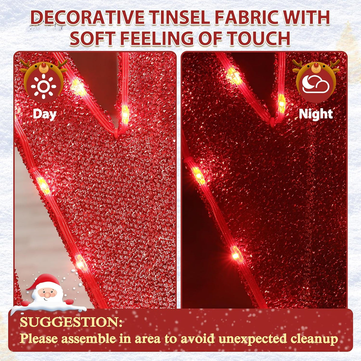 6FT Merry Christmas Sign for Decoration, 2-in-1 Pre-Lit Holiday Greeting Sign Decor with 456 LED