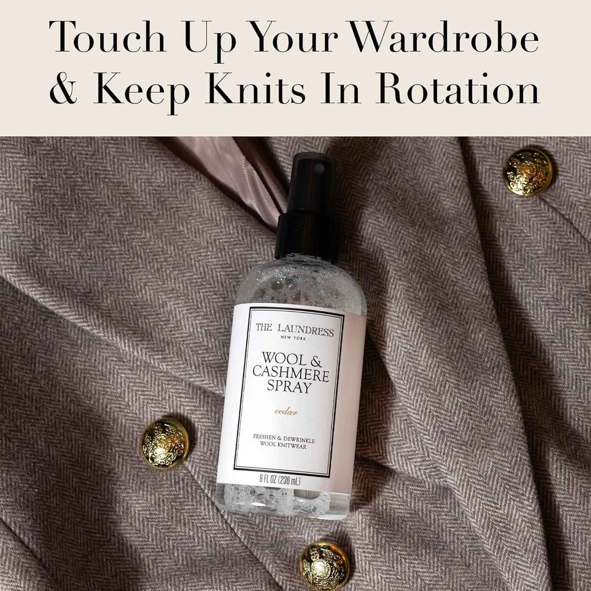 The Laundress Wool and Cashmere Fabric Spray, Wool Dewrinkle Spray, Upholstery and Linen Spray