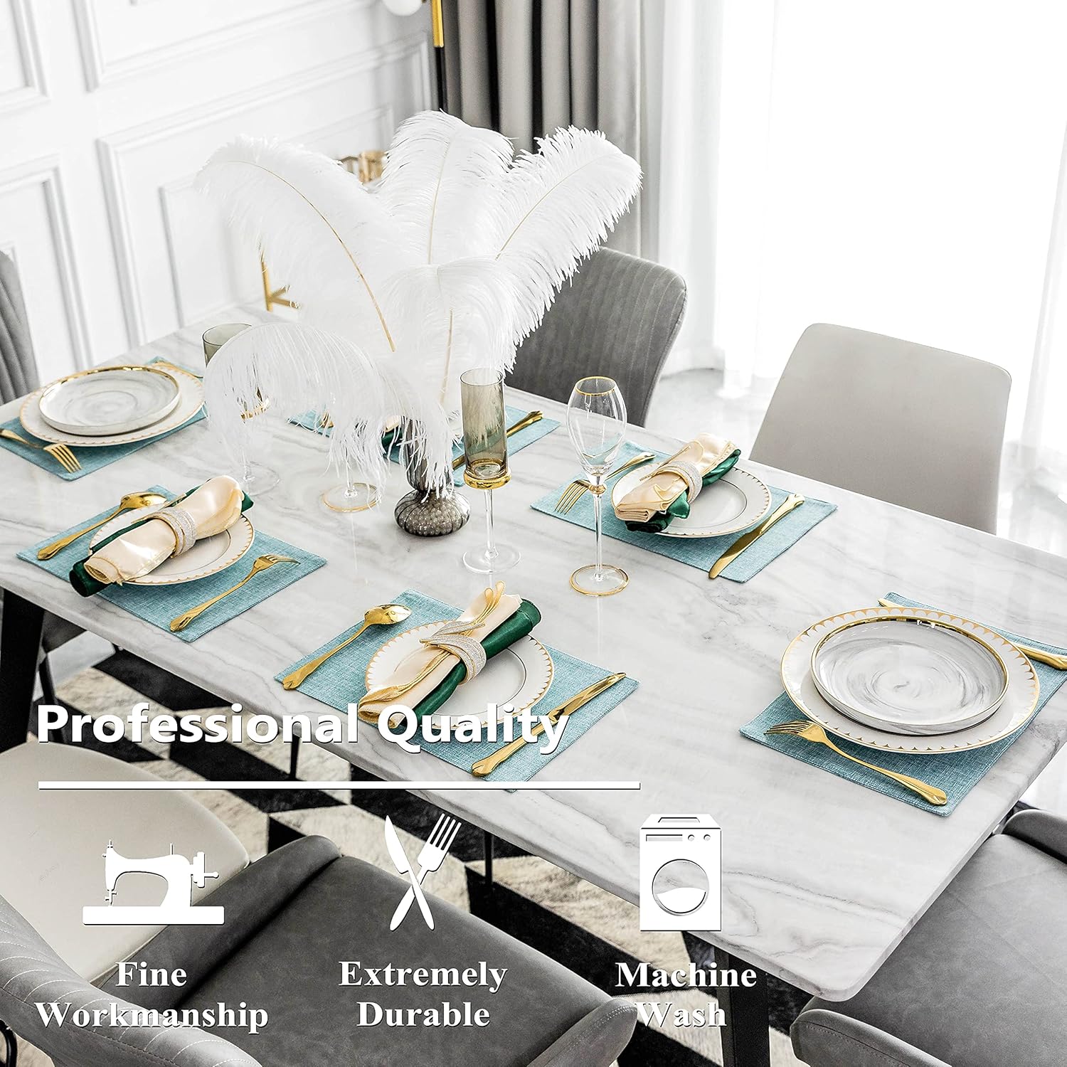 Home Brilliant Cloth Placemats Set of 8 for Holiday Dinner Linen Placemat Heat Resistant Dining