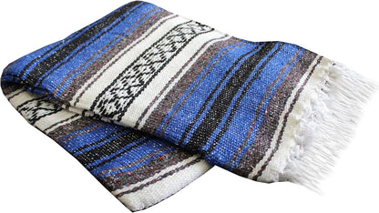 Del Mex Classic Mexican Blanket, Large Authentic Woven Falsa Throw (70"x50"), Artisan Southwest