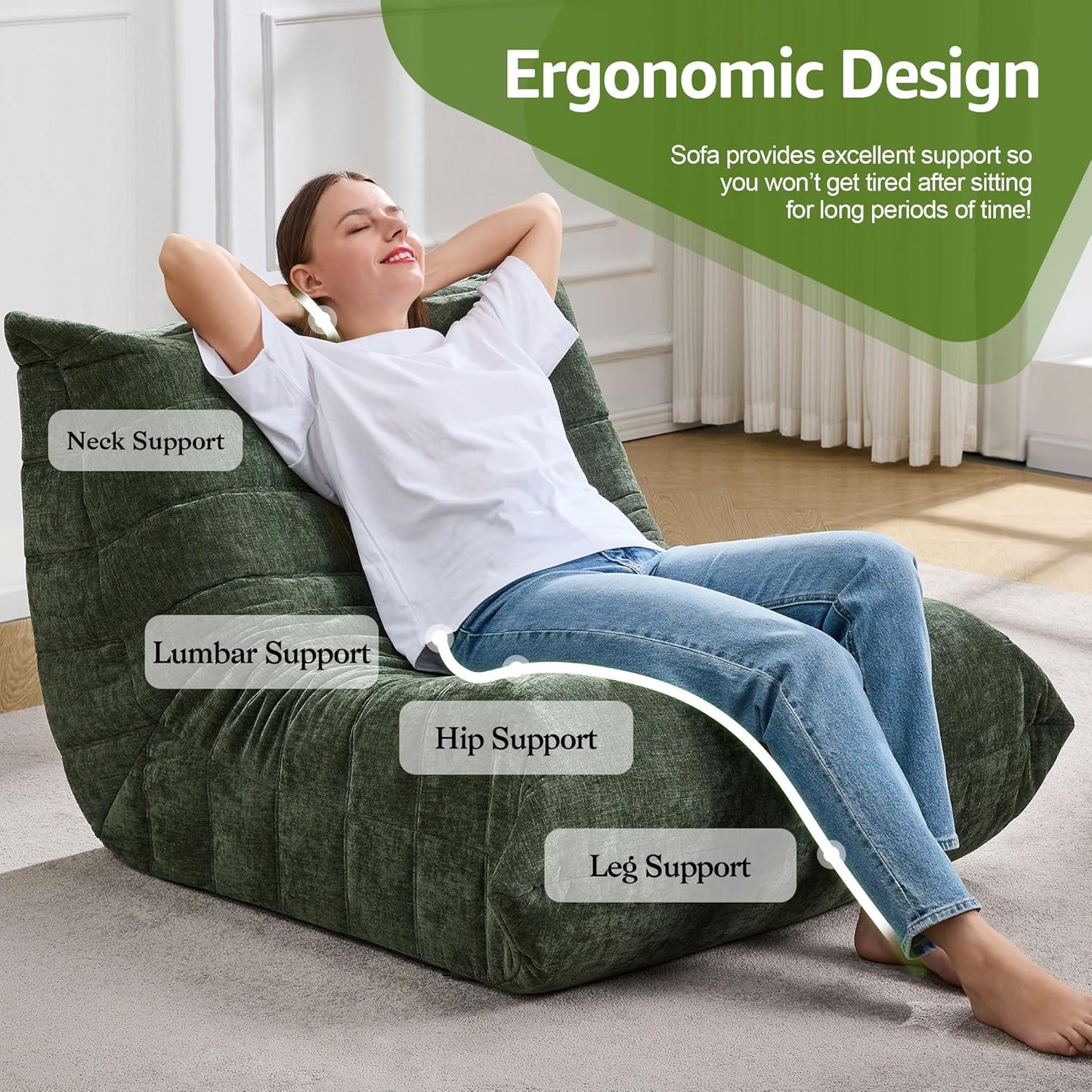 Bean Bag Chairs for Adults Giant Bean Bag Chair Memory Foam BeanBag Chair Big Bean Bag Sofa with