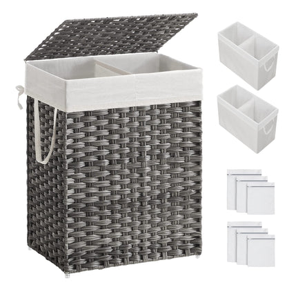 SONGMICS Laundry Hamper with Lid, 90L Wicker Laundry Basket