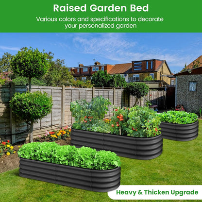 2 Pcs 4.5x2x1ft Oval Raised Garden Bed, Galvanized Raised Beds,Open-Ended Base Metal Raised Planter