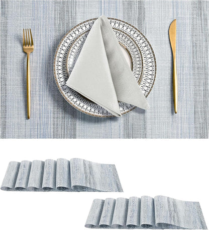 Leetaltree LightSteel Blue Placemats Set of 12 - Heat Resistant Non-Slip Place mats for Dining