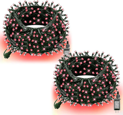 Dazzle Bright Christmas String Lights, 132FT 400 LED Connectable Green Wire 8 Modes String Lights