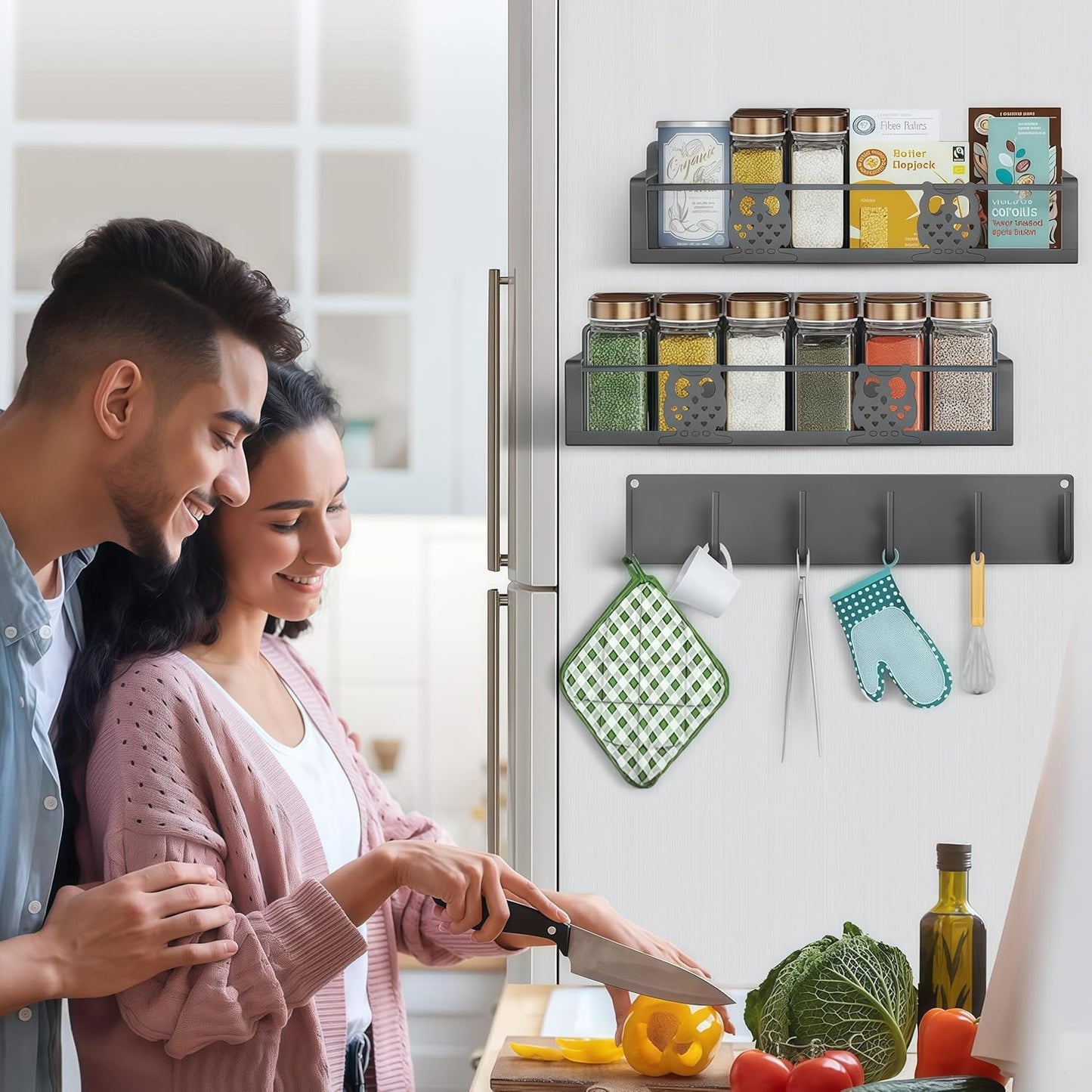 Spice Rack Magnetic for Fridge,Magnetic Fridge Shelf,Spice Shelf,Condiment Organizer,Refrigerator