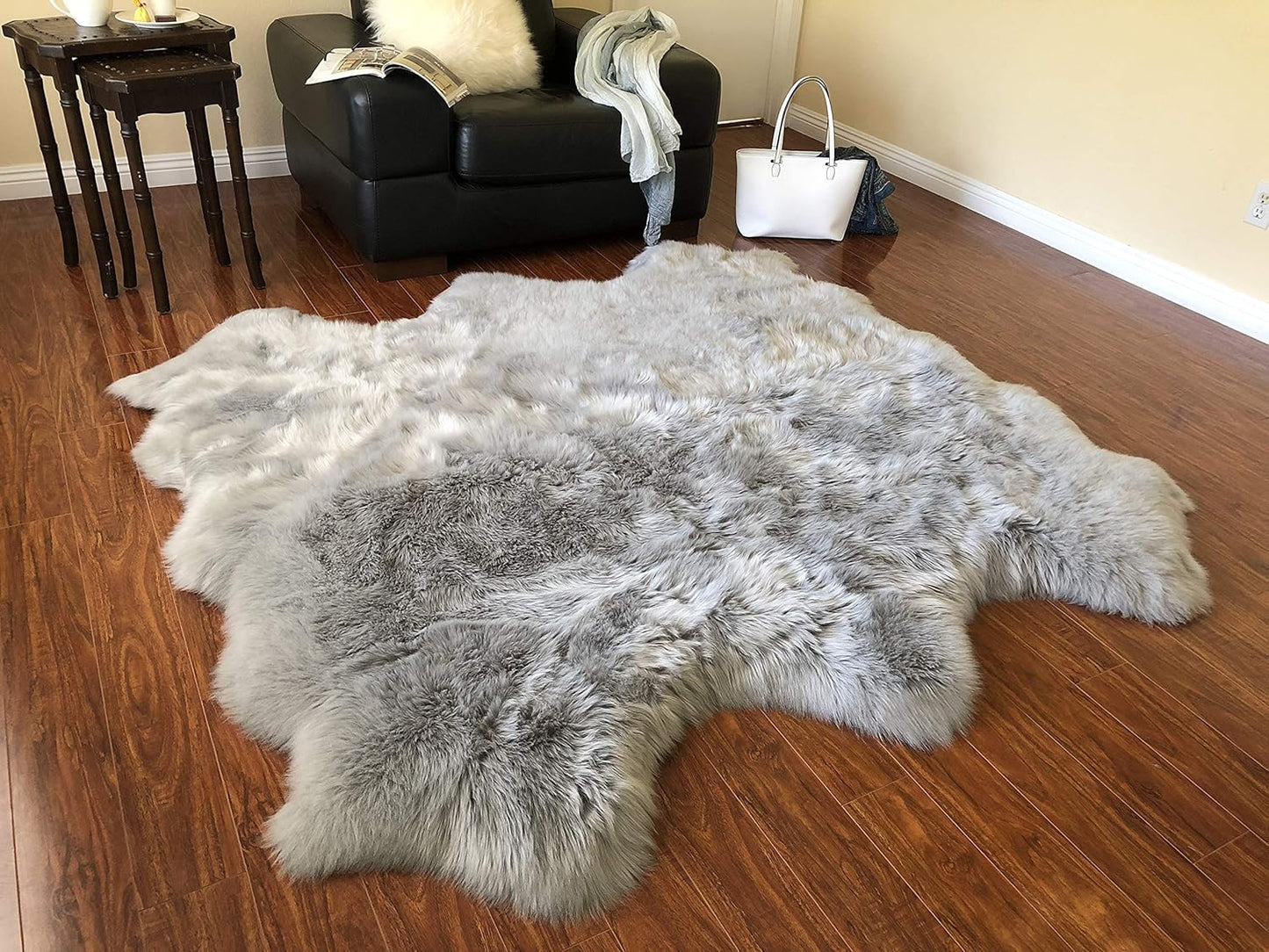 LAMBZY Faux Sheepskin Hypoallergenic Free Shape Silky Shag Rug, Luxury Shaggy Silky Plush Carpet