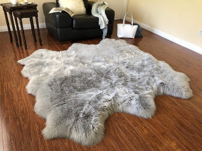 LAMBZY Faux Sheepskin Hypoallergenic Free Shape Silky Shag Rug, Luxury Shaggy Silky Plush Carpet