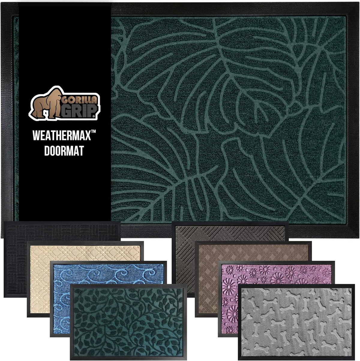 GORILLA GRIP 100% Waterproof All-Season WeatherMax Doormat, 34x58, US Designed Natural Rubber
