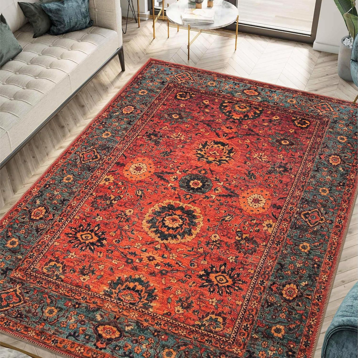 Keen Home Design 9x12 Rug - Machine Washable Area Rug with Non-Slip Backing, Ideal for Living Room