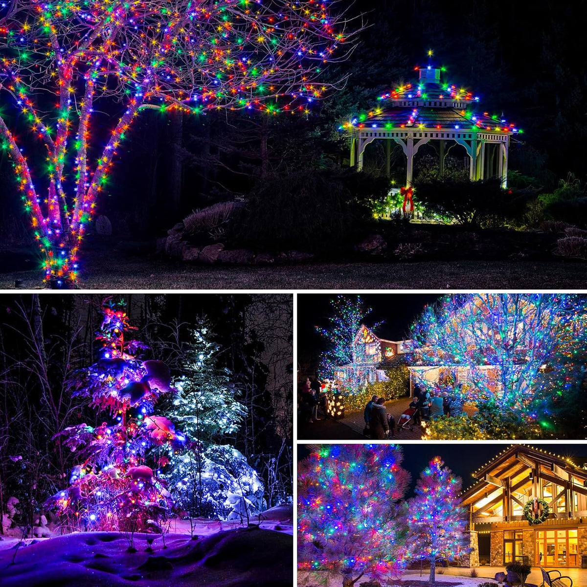 4 Pack Solar String Lights for Outside - 320LED 132FT Solar Fairy Lights Outdoor Waterproof 8