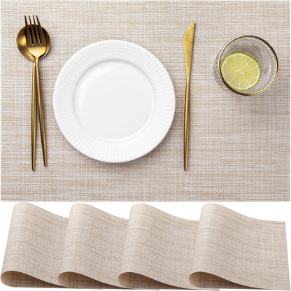 LEXMORE Placemats Set of 4 Vinyl/Plastic Woven Place Mats for Kitchen Table Indoor/Outdoor Washable