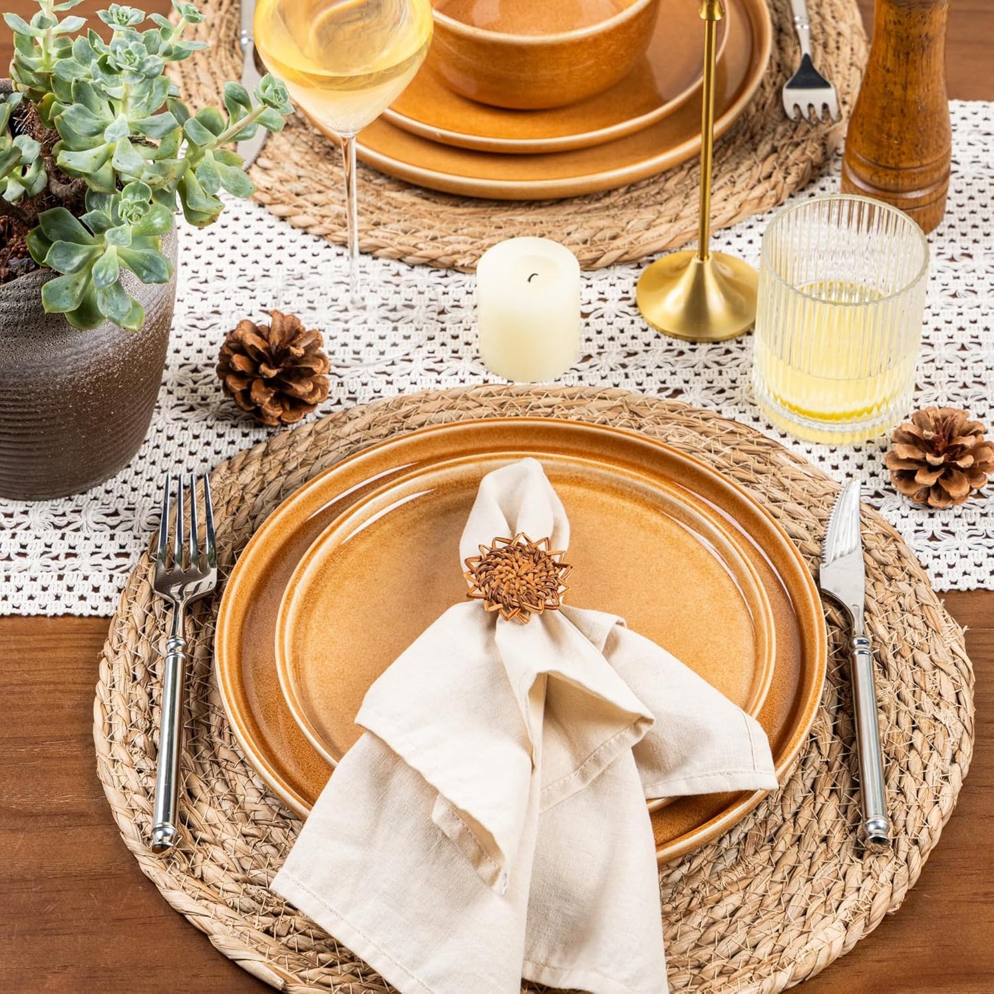 GBHOME Ceramic Dinnerware Sets for 4, 12 Pieces Stoneware Plates and Bowls Sets, Scratch Resistant