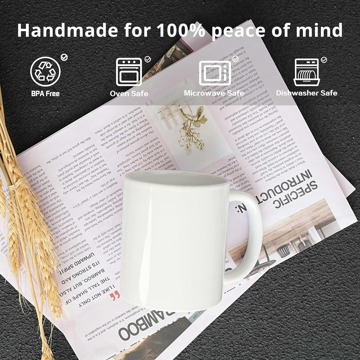11oz White Ceramic Sublimation Coffee Mug in White Gift Box, White, Case of 6