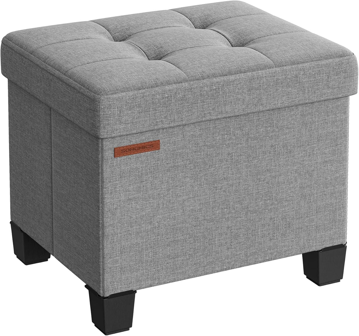 SONGMICS Storage Ottoman, Small Ottoman Foot Rest with Legs, 12.6 x 15.8 x 13.2 Inches Foot Stool