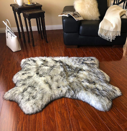 LAMBZY Faux Sheepskin Hypoallergenic Free Shape Silky Shag Rug, Luxury Shaggy Silky Plush Carpet