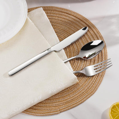40 Piece Heavy Duty Silverware Set for 8, 18/10 Stainless Steel Flatware, Stainless Steel