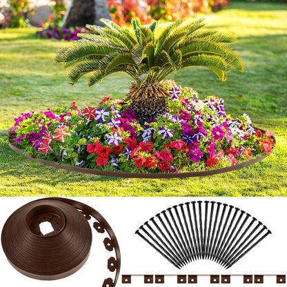 Sasylvia 2'' x 200' Landscape Edging Kit Edging Border Coil Include Anchoring Spikes 10 Connectors