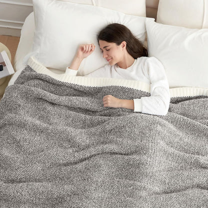 Snuggle Sac Oversized Grey Blanket Twin XL 66X90 for Bed, Reversible Super Soft Warm Cozy Knit