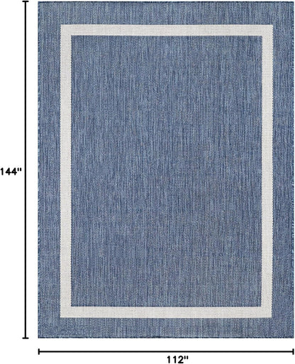 Bordered Outdoor Rug 9x12 Washable Outside Carpet for Indoor Patio Porch Waterproof Easy Cleaning