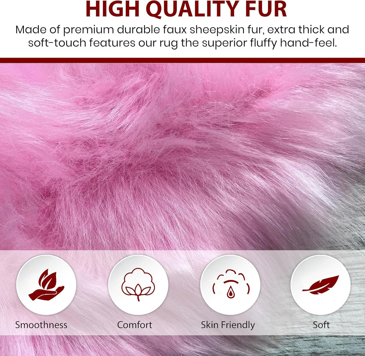 LAMBZY Faux Sheepskin Super Soft Hypoallergenic Free Shape Silky Shag Rug, Luxury Shaggy Plush