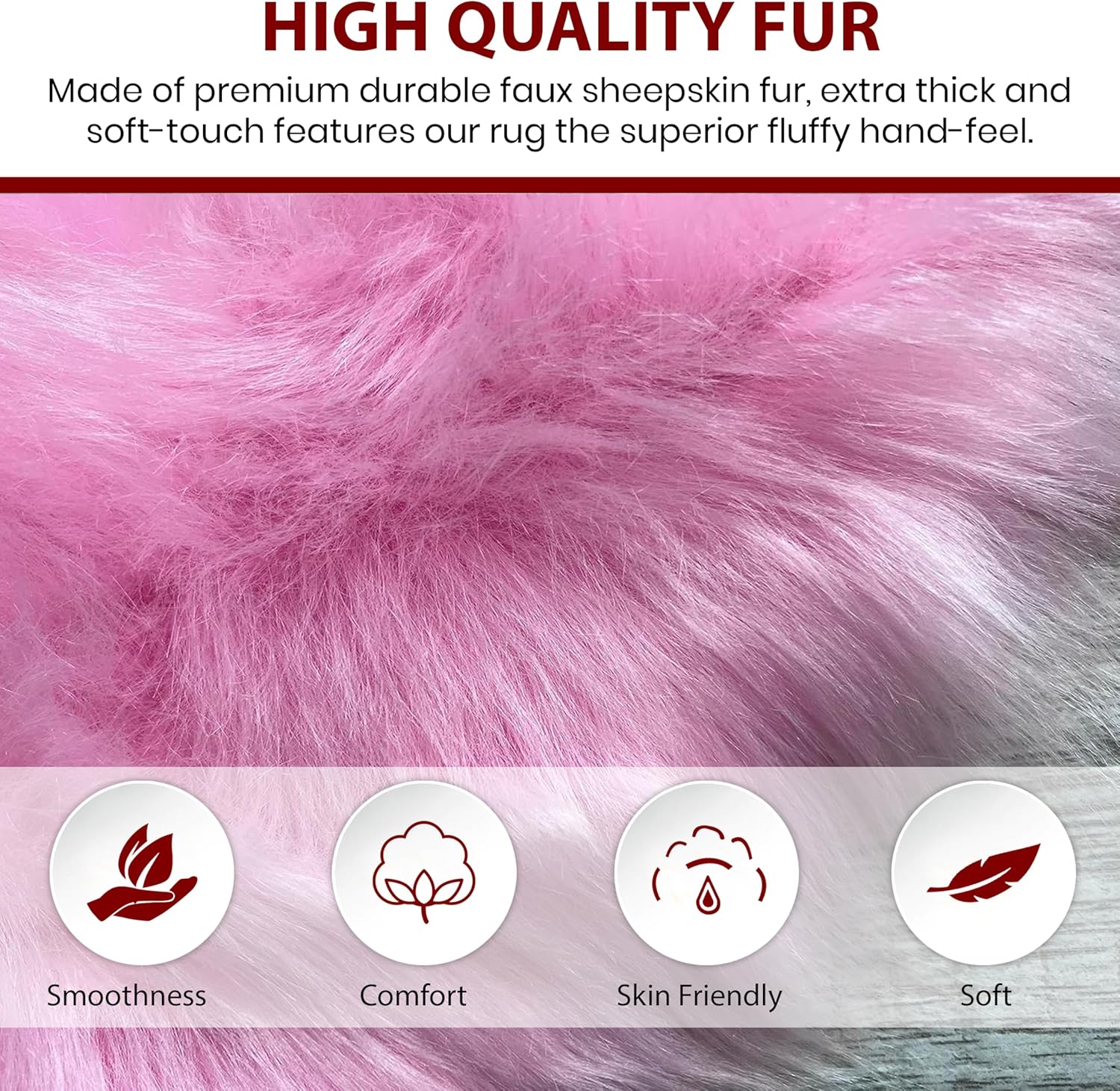 LAMBZY Faux Sheepskin Super Soft Hypoallergenic Free Shape Silky Shag Rug, Luxury Shaggy Plush