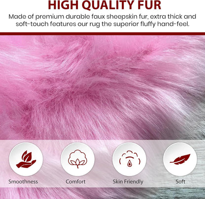 LAMBZY Faux Sheepskin Super Soft Hypoallergenic Free Shape Silky Shag Rug, Luxury Shaggy Plush