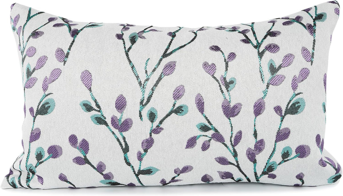 YOUR SMILE Classical Embroidery Jacquard Purple Square Decorative Throw Pillow Case Cushion