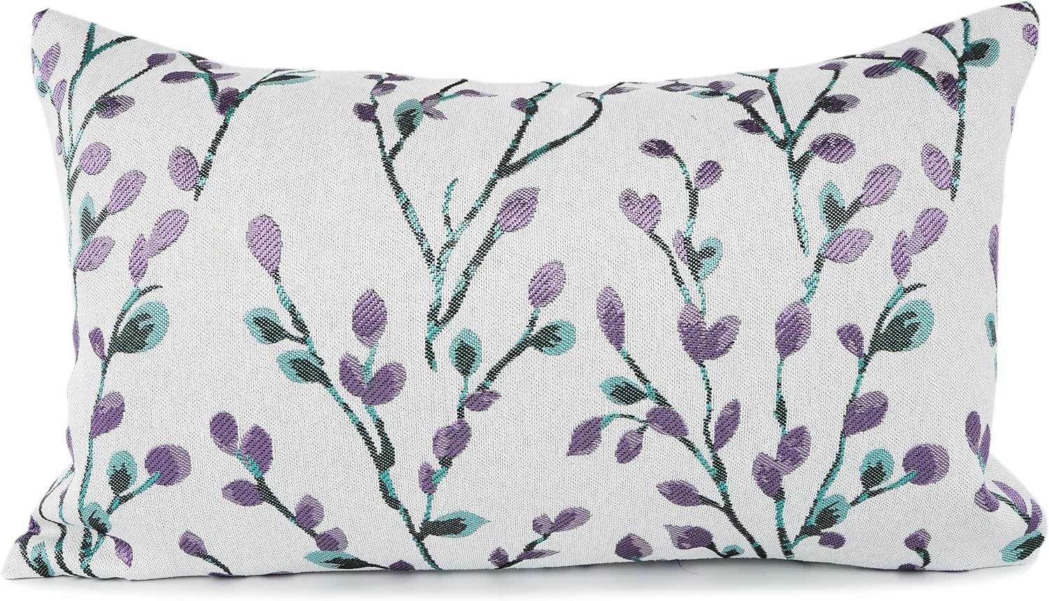 YOUR SMILE Classical Embroidery Jacquard Purple Square Decorative Throw Pillow Case Cushion