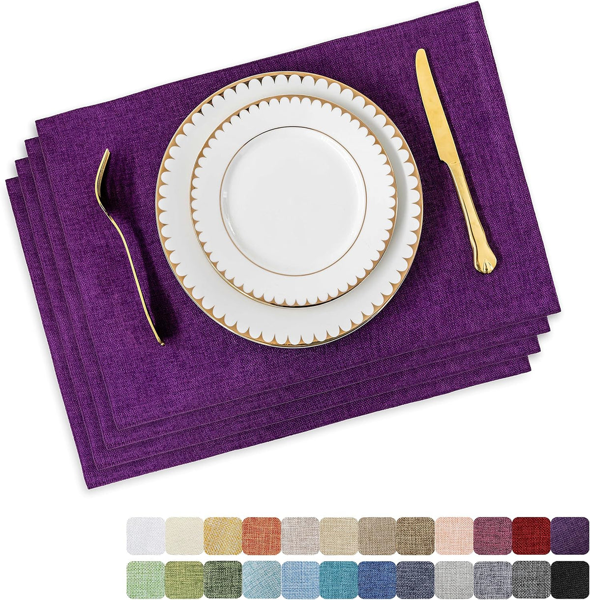 Home Brilliant Cloth Placemats Set of 4 Heat Resistant Dining Table Place Mats for Kitchen Table