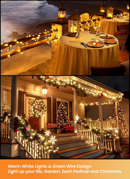 Brightown LED Christmas Mini Lights, 39Feet 100 LED Clear Bulbs String Lights with 8 Light Modes