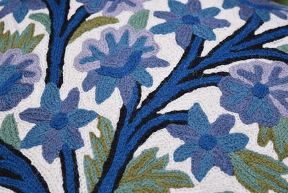 Blue Tree of Life Pillow Cover Indigo Plant Floral Pillowcase Needlepoint Botanical Flower Suzani