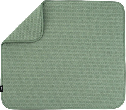 S&T INC. Dish Drying Mat, 16” x 18”, Absorbent Microfiber Kitchen Counter Mat, Dish Drying Pad for