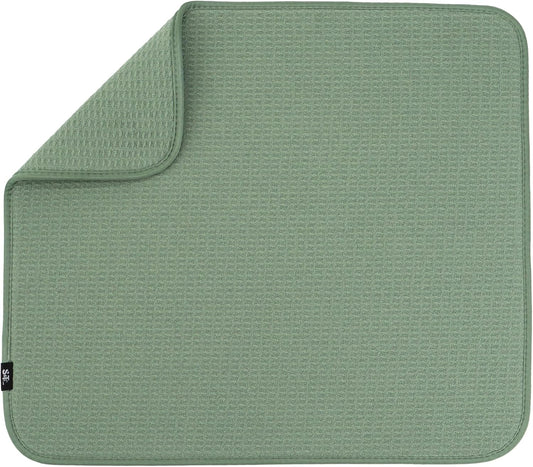 S&T INC. Dish Drying Mat, 16” x 18”, Absorbent Microfiber Kitchen Counter Mat, Dish Drying Pad for