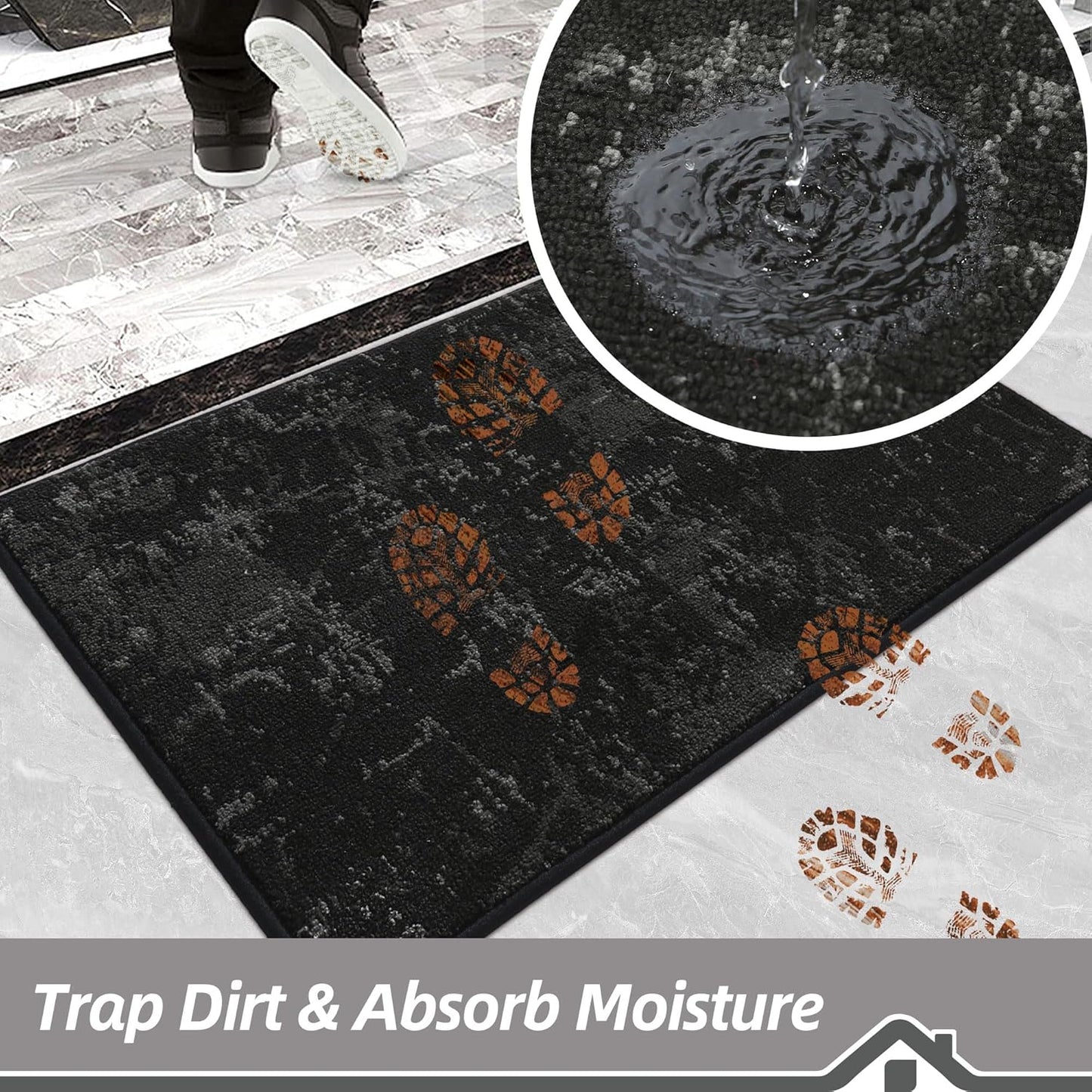 BEQHAUSE Dirt Trapper Door Mat 32"x48" Non-Slip Door Mats Washable Entryway Rugs Stain Resistant