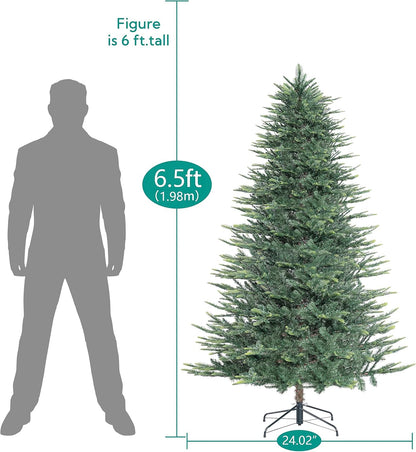 Naomi Home 6.5ft Nordic Christmas Tree with Lights, Realistic Charming Prelit with 921 Branch Tips