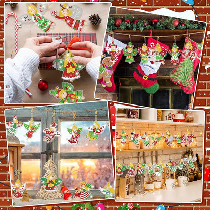 Tondiamo 20 Pcs Christmas Diamond Painting Keychain Kits 5D DIY Diamond Art Pendants Double Sided