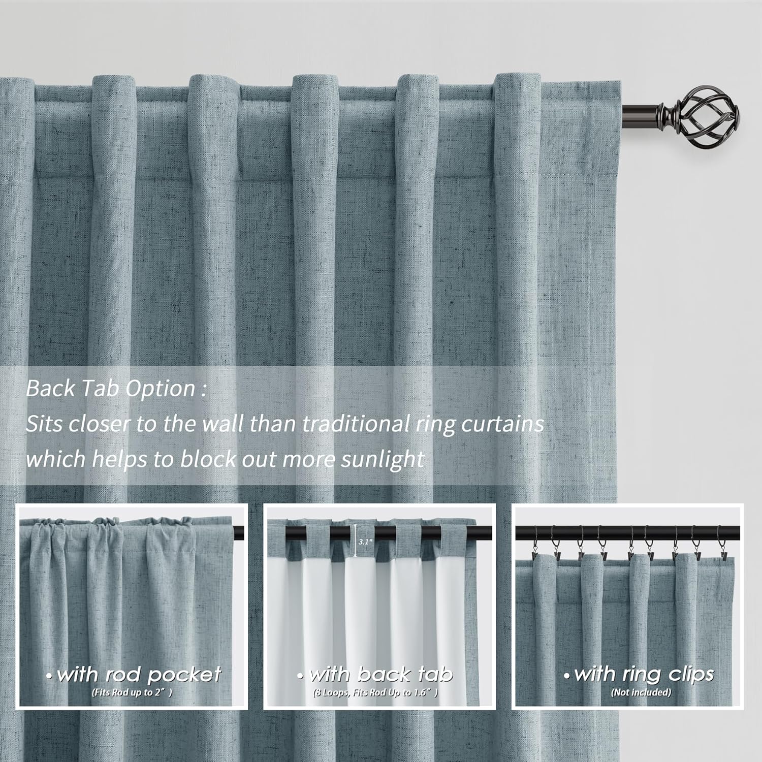 BOODII 63 Inch Blackout Curtains Linen Black Out Curtains for Bedroom 2 Panels Set Neutral Room