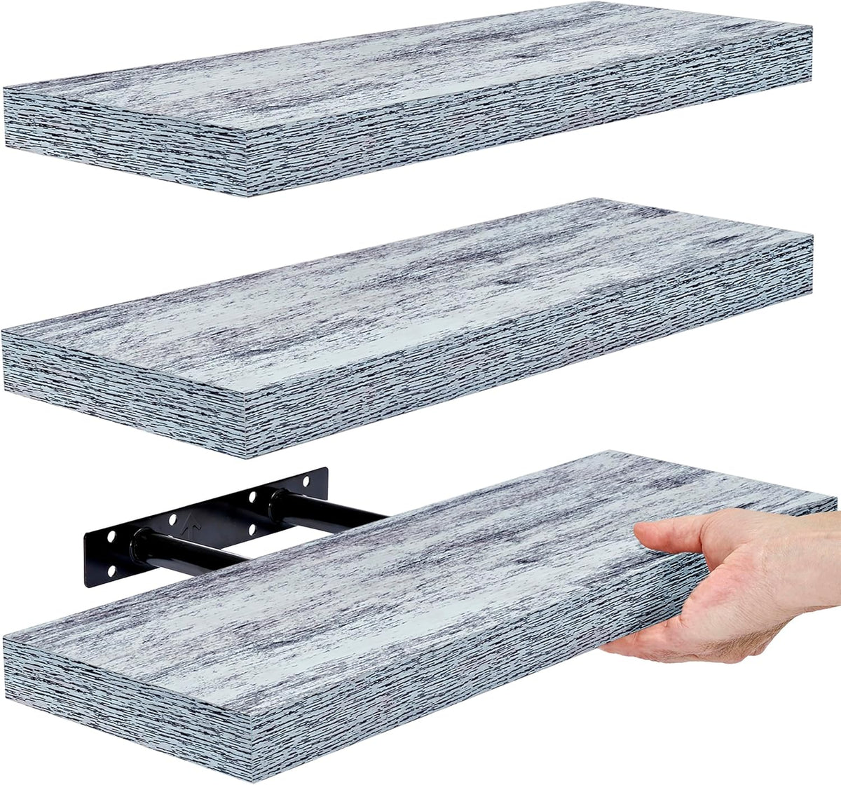 Sorbus Floating Shelves - 3 Pack 16 Inch Rustic Blue Wall Shelves for Bedroom, Kitchen, Living
