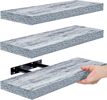 Sorbus Floating Shelves - 3 Pack 16 Inch Rustic Blue Wall Shelves for Bedroom, Kitchen, Living