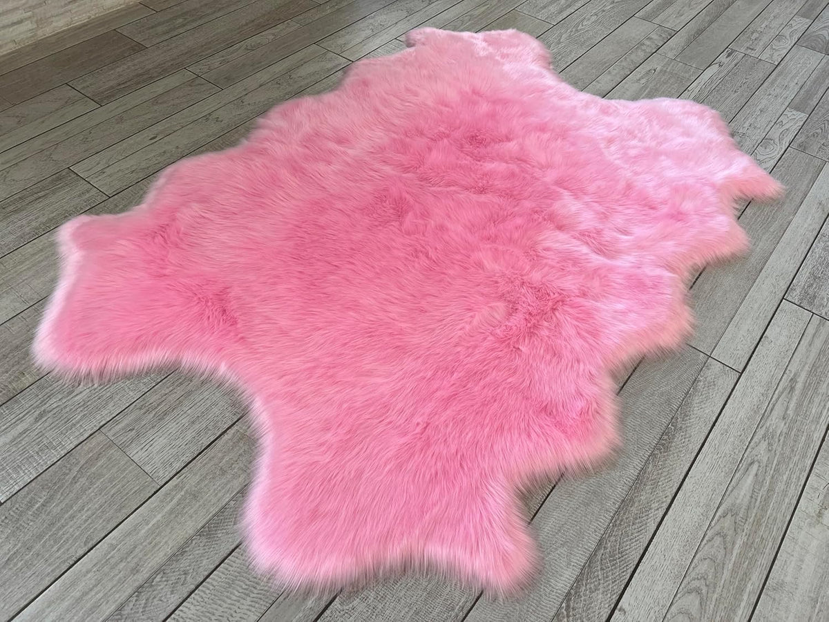 LAMBZY Faux Sheepskin Super Soft Hypoallergenic Free Shape Silky Shag Rug, Luxury Shaggy Plush