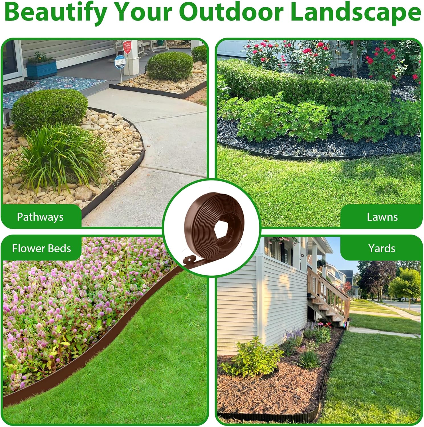 Garden Edging Border,Plastic Edging for Landscaping,Flower Bed, Paver and Lawn Edging Border