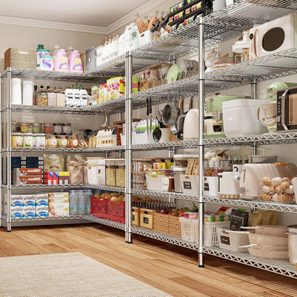 REIBII 70" W Wire Shelving Load 1500LBS, Metal Shelving 5-Tier Storage Shelves Metal Shelves for
