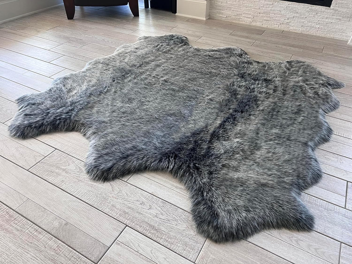 LAMBZY Faux Sheepskin Super Soft Hypoallergenic Free Shape Silky Shag Rug, Luxury Shaggy Silky