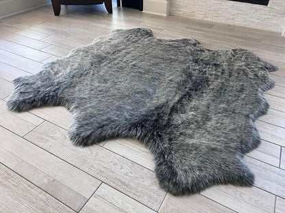 LAMBZY Faux Sheepskin Super Soft Hypoallergenic Free Shape Silky Shag Rug, Luxury Shaggy Silky