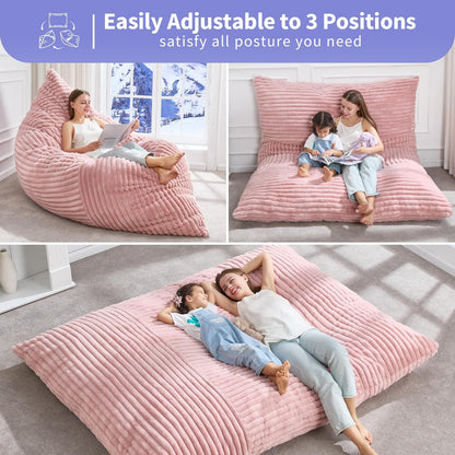 Hobestluk 3 in 1 Bean Bag Chair Giant Bean Bag Chairs Convertible Bean Bag Floor Cushion with