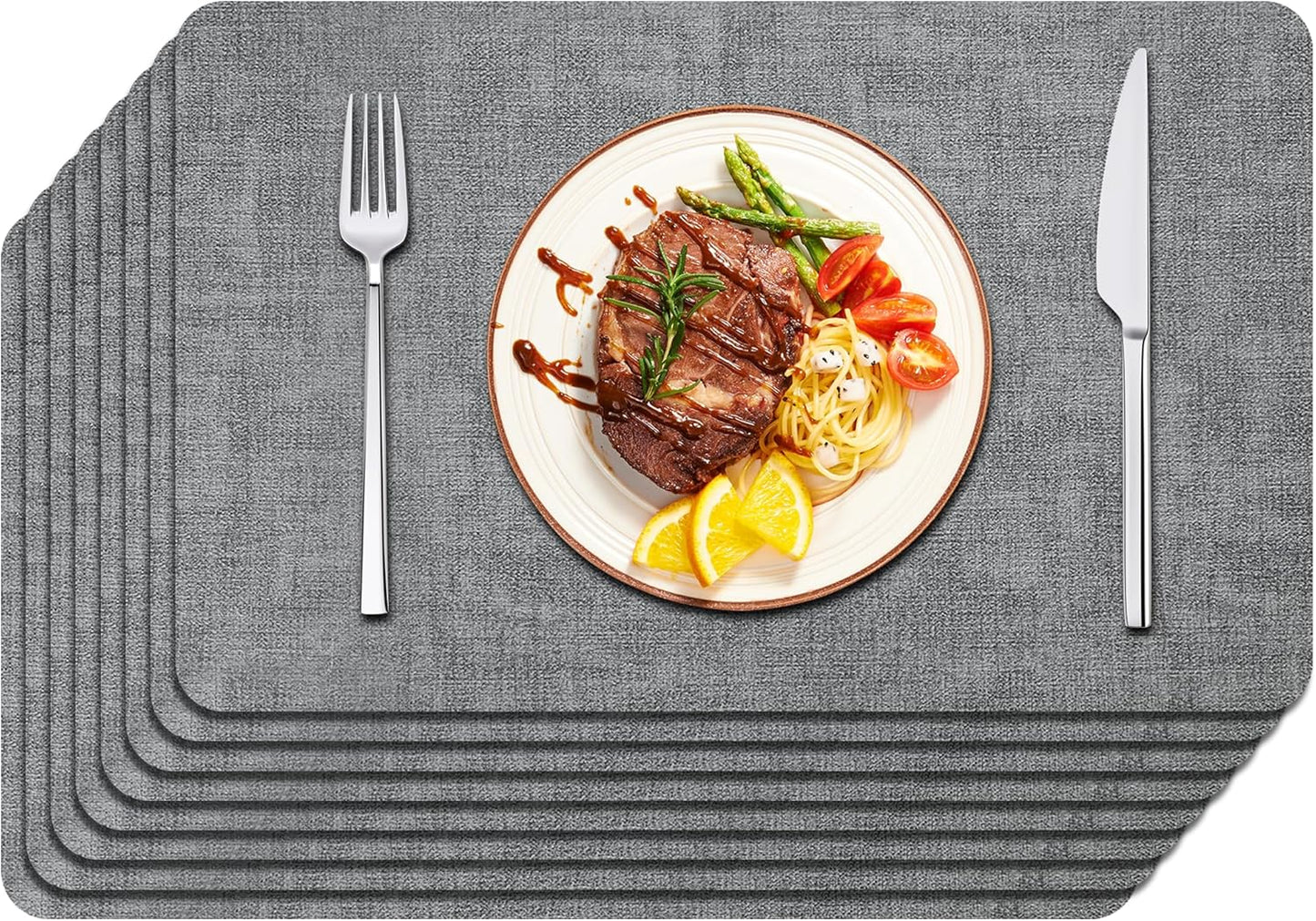 Maxpearl Faux Leather Placemats Set of 8 – Waterproof, Wipe Clean, Heat Resistant, Non-Slip Dining